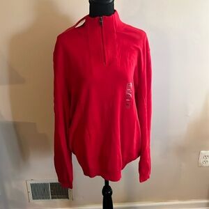 Alfani long sleeve 100% cotton red sweater XXL quarter zipperNWT